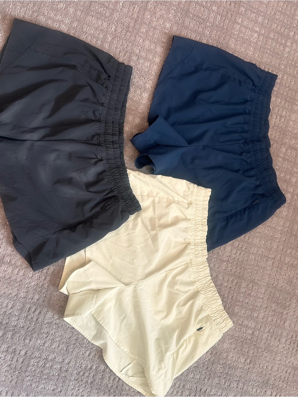 CALIA Women's Athletic Shorts Set - Navy, grey, pale yellow 3in